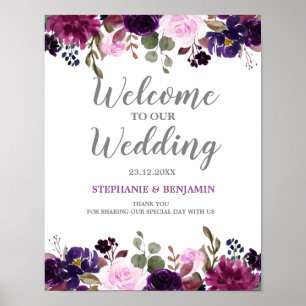 Lila Lavender Blommigt Boho Bröllop-tecken / poste Poster