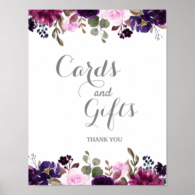 Lila Lavender Blommigt Boho Bröllop-tecken poster (Framsidan)