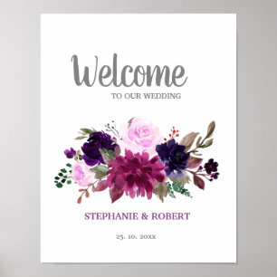 Lila Lavender Blommigt Boho Bröllop Välkommen Post Poster