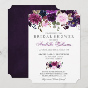 Lila Lavender Blommigt Boho Möhippa Inbjudningar
