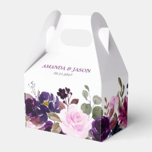 Lila Lavender Blommigt Boho Wedding Favor box Presentaskar