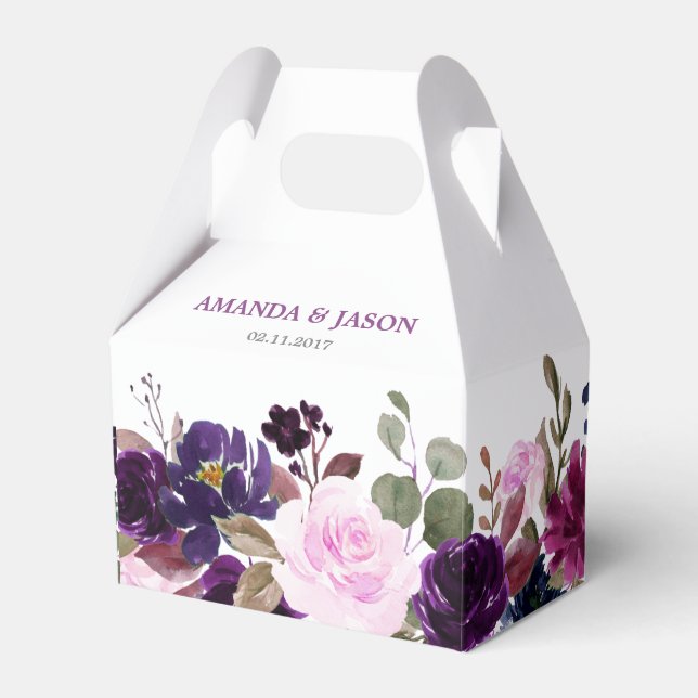Lila Lavender Blommigt Boho Wedding Favor box Presentaskar (Framsidan Sidan)