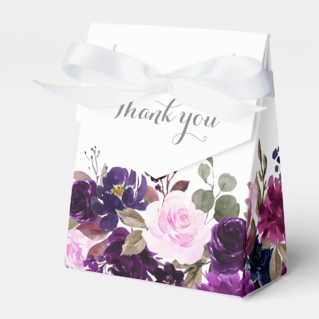 Lila Lavender Blommigt Boho Wedding Favor box Presentaskar (Framsidan Sidan)