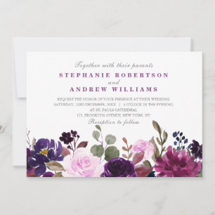 Lila Lavender Blommigt Boho Wedding-inbjudan Inbjudningar