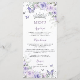 Lila Lavender Blommigt Butterflies Slim Menu Meny