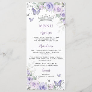 Lila Lavender Blommigt Butterflies Slim Menu Meny