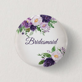 Lila Lavender Blommigt Greenery Bridesmaid Knapp