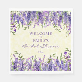 Lila Lavender Blommigt Gult Möhippa Pappersservett