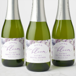 Lila + Lavender Blommigt Mini Champagne-etikett
