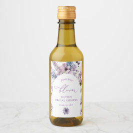 Lila + Lavender Blommigt Mini Vin Flaska Vinetikett