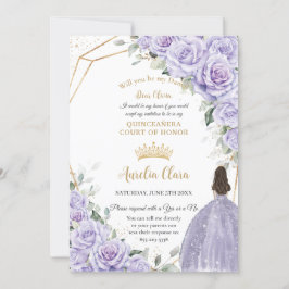 Lila Lavender Blommigt Quinceañera Dama Frieri Inbjudningar