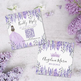 Lila Lavender Blommigt Quinceanera QR Code OSA Tilläggskort