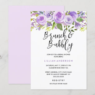 Lila Lavender Blommigt Ro Brunch och Bubly Inbjudningar