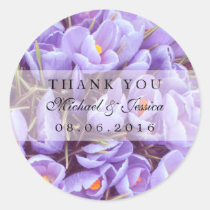 Lila Lavender Blommigt Tack Label Stickers Runt Klistermärke