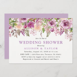 Lila Lavender Blommigt Violet Möhippa Inbjudningar