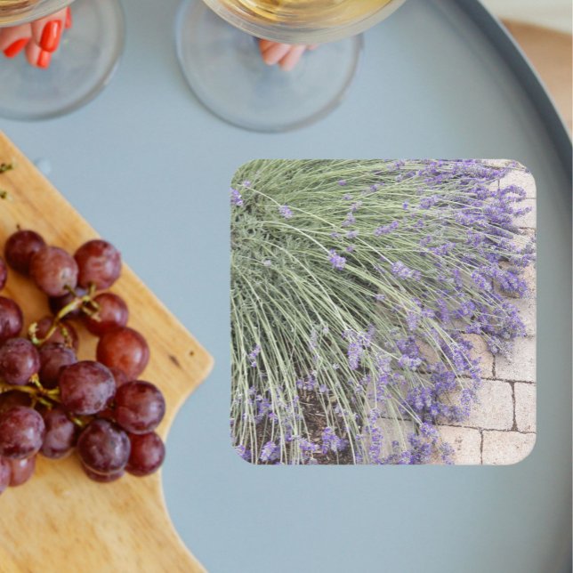 Lila Lavender Blooms Blommigt Underlägg Papper Kvadrat (In Situ Wedding)