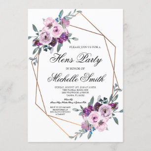 Lila Lavender Boho Blommigt Geometric Hens Party Inbjudningar