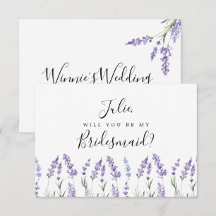 Lila, Lavender Bridesmaid Card Inbjudningar
