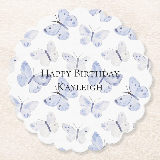 Lila Lavender Butterflies Birthday Underlägg Papper (Framsida)