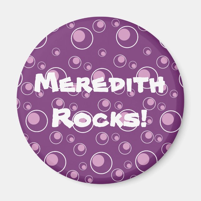Lila Lavender Circles Mönster Round Magnet (Framsidan)