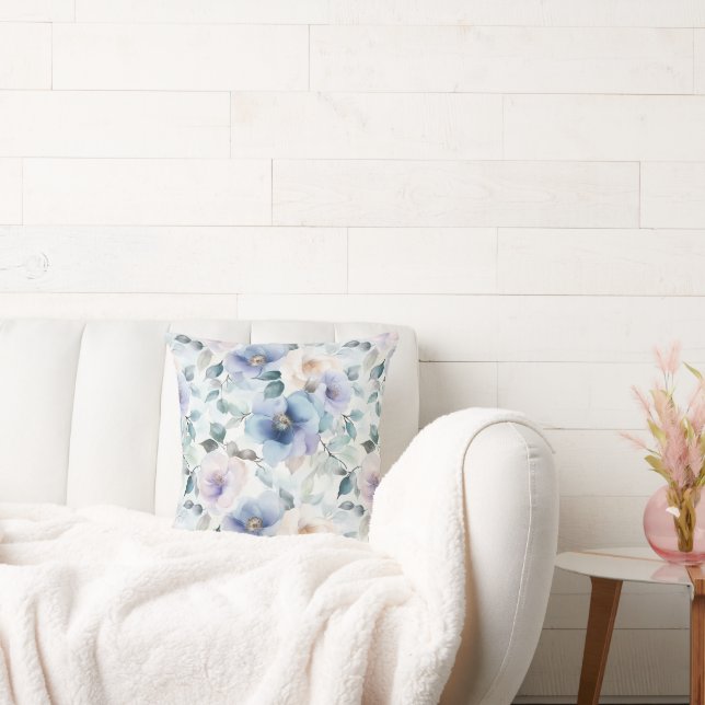 Lila Lavender Cream Flowers Kudde (Soffa)