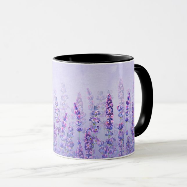 Lila Lavender Cute Aesthetic Watercolor Mugg (Framsida höger)