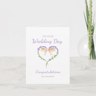 Lila Lavender Cute Heart-kort Bröllop Kort
