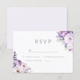 Lila Lavender Dimma Blommigt Bröllop OSA Kort