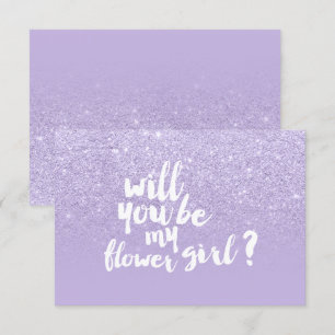 Lila lavender faux glitter ombre Blombre-flicka Inbjudningar