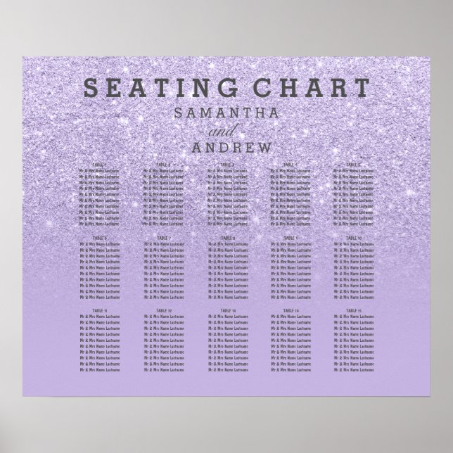 Lila lavender faux glitter ombre-sätesdiagram poster (Framsidan)