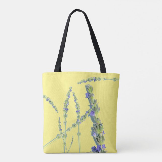 Lila Lavender Flower Tote Bag Tygkasse (Baksida)