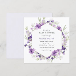 Lila Lavender Flowers Baby Shower-inbjudan Inbjudningar