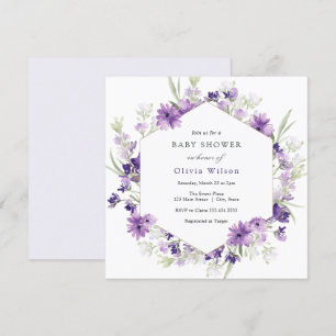 Lila Lavender Flowers Baby Shower-inbjudan Inbjudningar