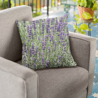 Lila Lavender Flowers Blommigt Kudde