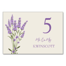 Lila Lavender Flowers Bordsnummer PlaceCard