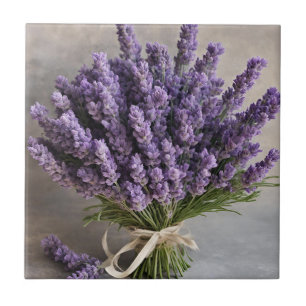 Lila Lavender Flowers Bouquet Kakelplatta