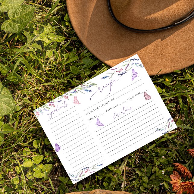 Lila Lavender Flowers Möhippa Recept Card (Skapare uppladdad)