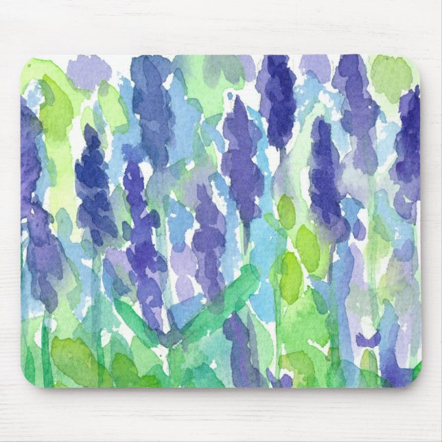 Lila Lavender Flowers Watercolor Musmatta (Framsidan)