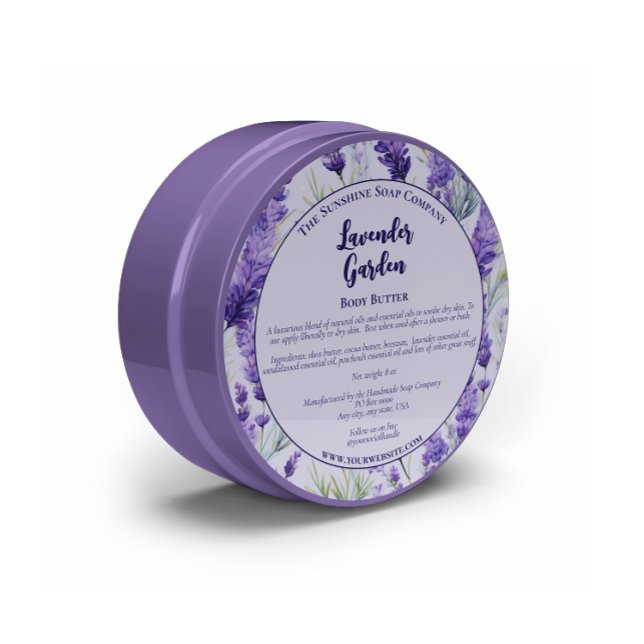 Lila Lavender Garden Cosmetics Burk etikett (Skapare uppladdad)
