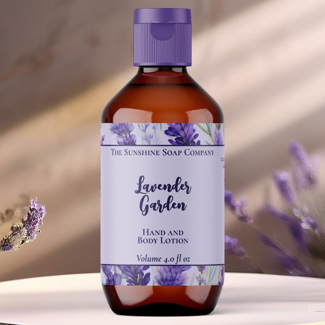 Lila Lavender Garden Cosmetics Flaska etikett Fraktsedel (Skapare uppladdad)