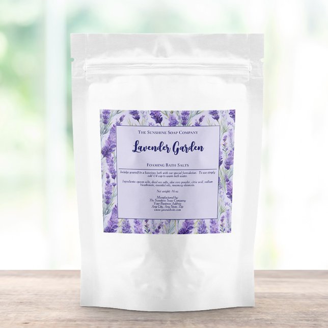 Lila Lavender Garden Watersecure Bath Salts Label (Skapare uppladdad)