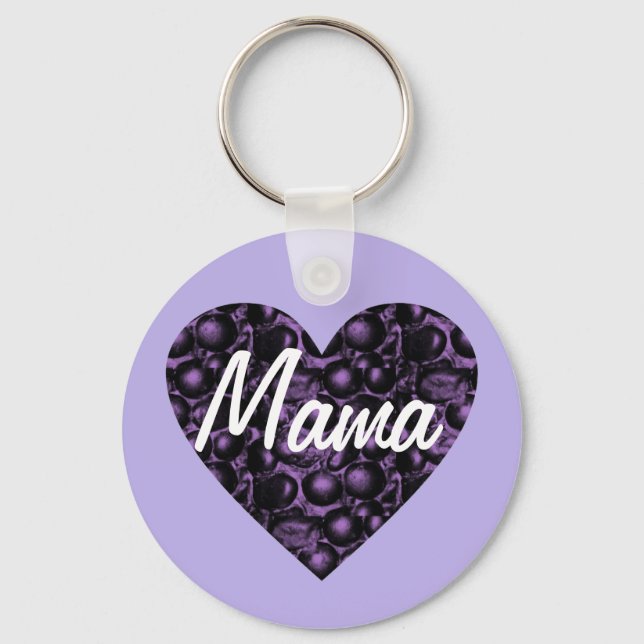 Lila/Lavender Glam Heart-Mamman Nyckelring (Framsida)