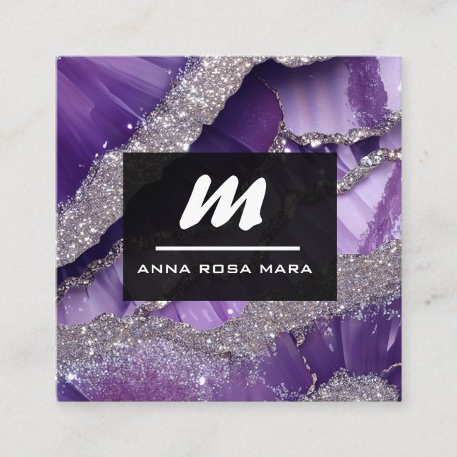 *~* Lila Lavender Glam Luxe Inledande QR AP66 Fyrkantigt Visitkort (Framsida)