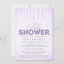 Lila Lavender Glitter Baby Shower-inbjudan