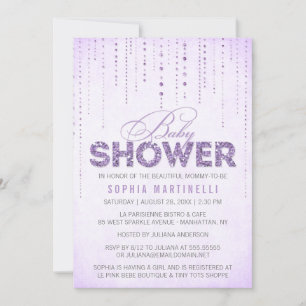 Lila Lavender Glitter Baby Shower-inbjudan Inbjudningar