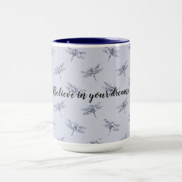 Lila Lavender Glitter Dragonflies Mugg