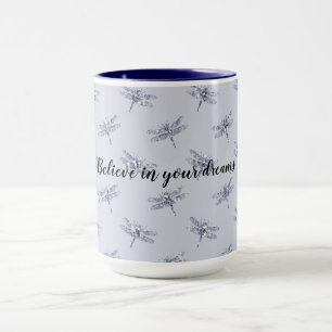 Lila Lavender Glitter Dragonflies    Mugg