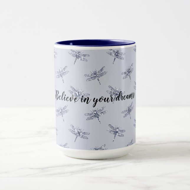 Lila Lavender Glitter Dragonflies    Mugg (Center)