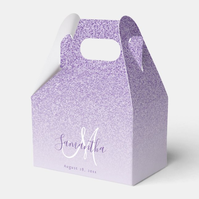 Lila lavender Glitter Monogrammed ombre Presentaskar (Framsidan Sidan)