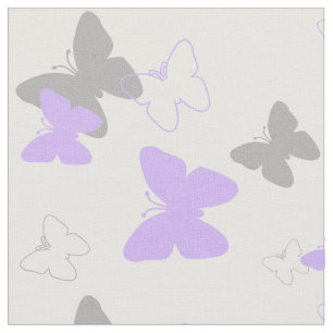 Lila Lavender Grått Grått Butterfly Mönster Tyg